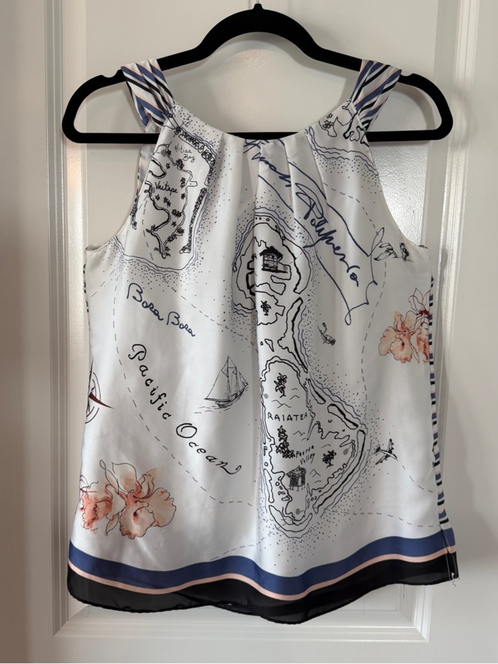 White House Black Market M French Polynesia Bora Bora Halter‎ Top Bow Tied Back